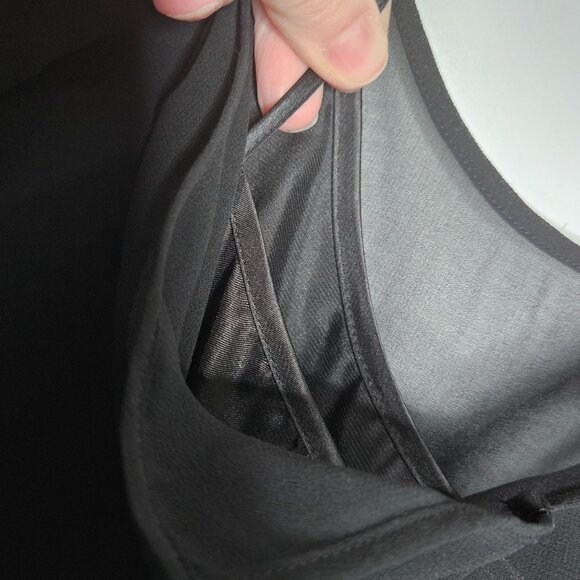 Talbots Womens Size 12 Black Sheath Midi Dress Sheer Sleeves Wool Blend Formal - Picture 5 of 8